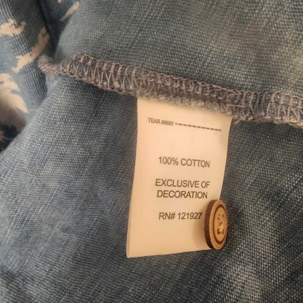 johnnie-O Hangin' Out 100% Cotton Indigo Palmy Golf Polo Shirt Mens Medium - Picture 5 of 9